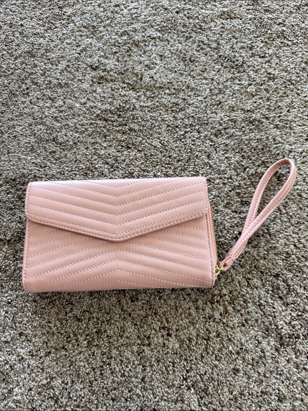 Women's Quilted Envelope Wristlet Clutch in Blush Pink